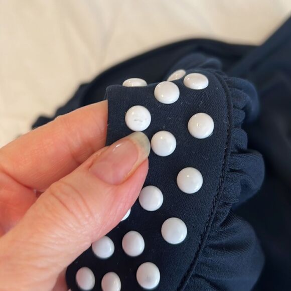 Gorgeous Micheal Kors navy blue sleeveless maxi white beads around neck & waist - Picture 14 of 16